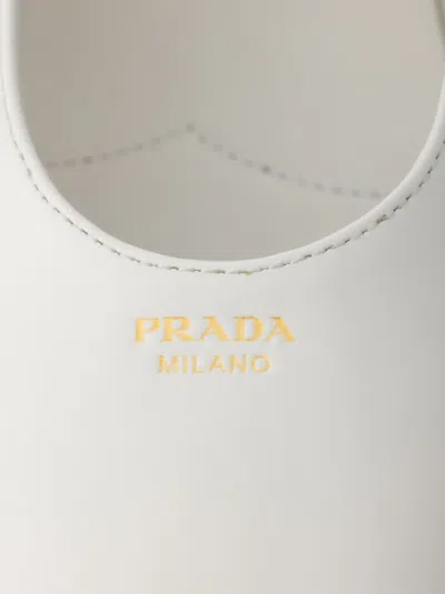 Prada Leather Ballet Flats In White