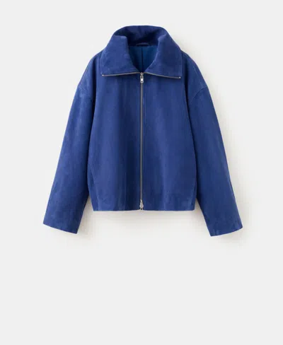 Mango Selection  Women's Oversized Suede Jacket In Blue