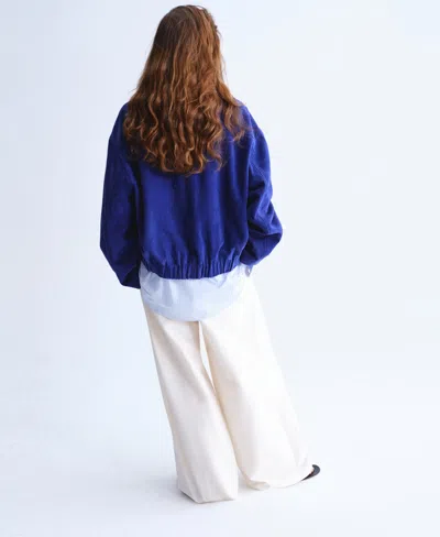 Mango Selection  Women's Oversized Suede Jacket In Blue