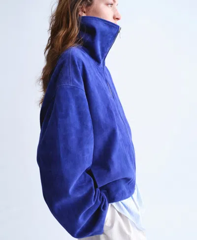 Mango Selection  Women's Oversized Suede Jacket In Blue