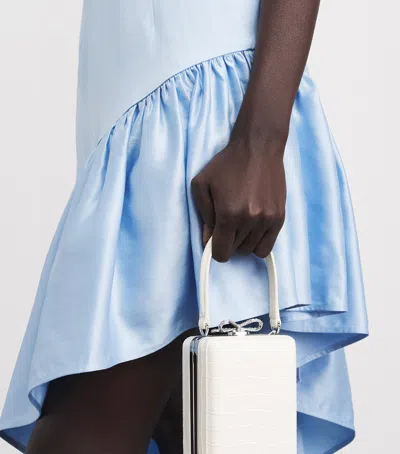 Sandro Paris Lyocell-linen Asymmetric Ruffle Midi Dress In Blue