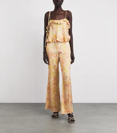 Sandro Paris Satin Floral Print Cami Top In Multi