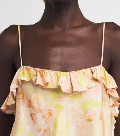 Sandro Paris Satin Floral Print Cami Top In Multi