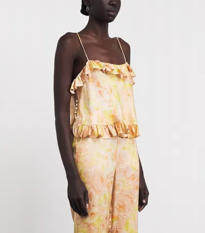 Sandro Paris Satin Floral Print Cami Top In Multi