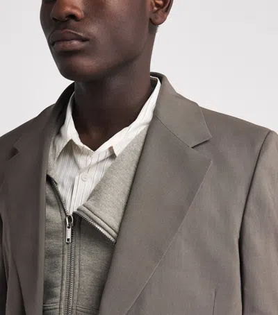 Frame Virgin Wool Unstructured Blazer In Green