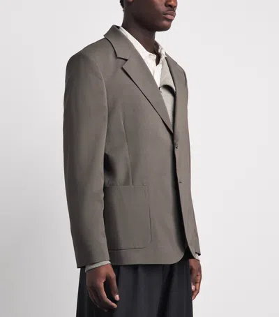 Frame Virgin Wool Unstructured Blazer In Green