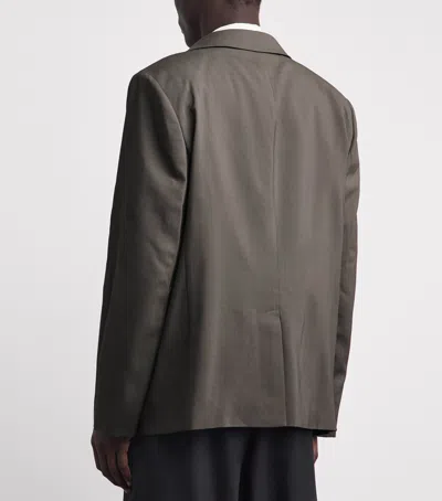 Frame Virgin Wool Unstructured Blazer In Green