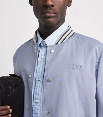 Mm6 Maison Margiela Cotton Numeric Print Bomber Jacket In Blue