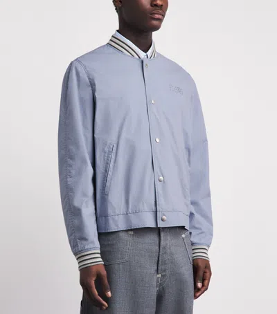 Mm6 Maison Margiela Cotton Numeric Print Bomber Jacket In Blue