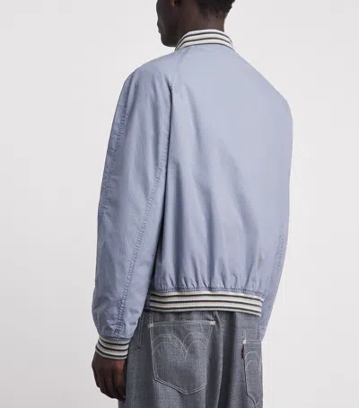 Mm6 Maison Margiela Cotton Numeric Print Bomber Jacket In Blue
