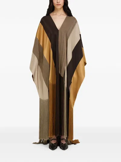 Ferragamo Poncho Patchwork Brun In Brown