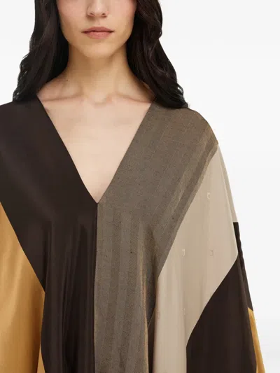 Ferragamo Poncho Patchwork Brun In Brown
