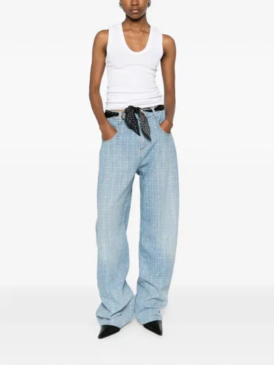 Ermanno Scervino Check-pattern Belted Jeans In Blue