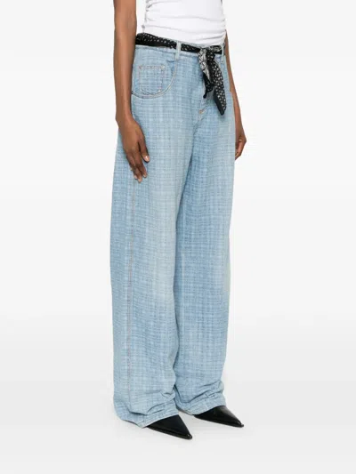 Ermanno Scervino Check-pattern Belted Jeans In Blue