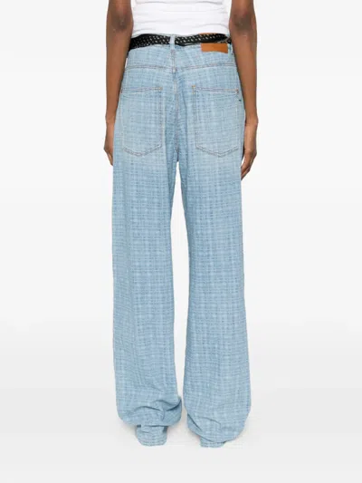 Ermanno Scervino Check-pattern Belted Jeans In Blue