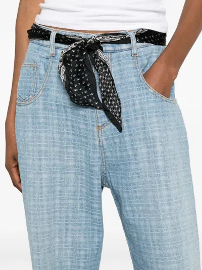 Ermanno Scervino Check-pattern Belted Jeans In Blue