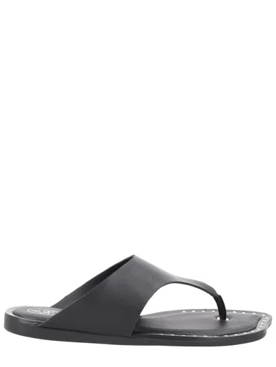 Ash Genius Leather Studded Thong Sandals In Black