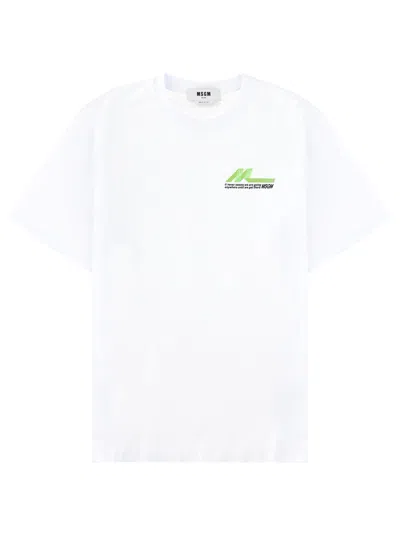 Msgm Logo Print Cotton T-shirt In White