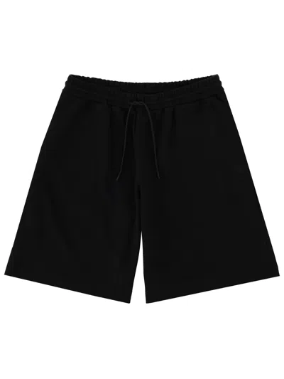 Msgm Logo Drawstring Shorts And Back Pocket In Black