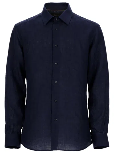 Hugo Boss Boss Roan Stretch Corduroy Button-up Shirt In Blue