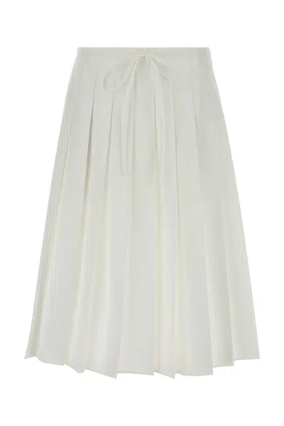 Prada White Cotton Polyester Skirt In White