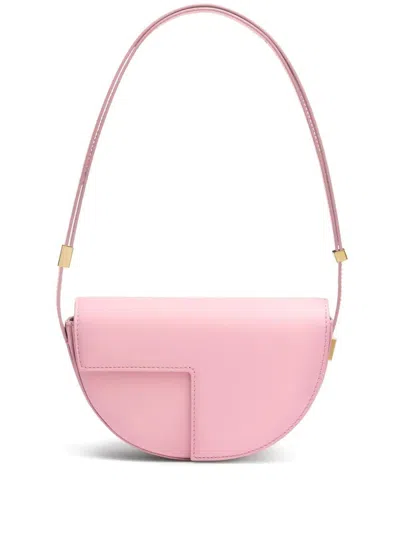 Patou Curved Shape Leather Bag With Adjustable Strap