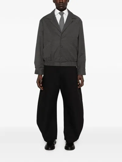 Lc23 Notched-lapel Elasticated-hem Bomber Jacket In Gray