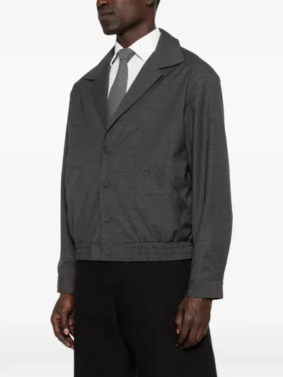Lc23 Notched-lapel Elasticated-hem Bomber Jacket In Gray