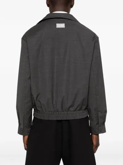 Lc23 Notched-lapel Elasticated-hem Bomber Jacket In Gray