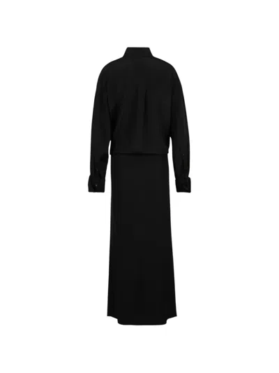 Sportmax 드레이프 칼라 드레스 In Black