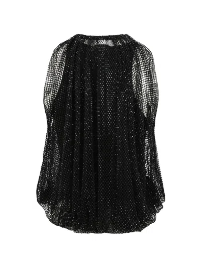Sportmax Embellished Mesh And Jersey Top In Black