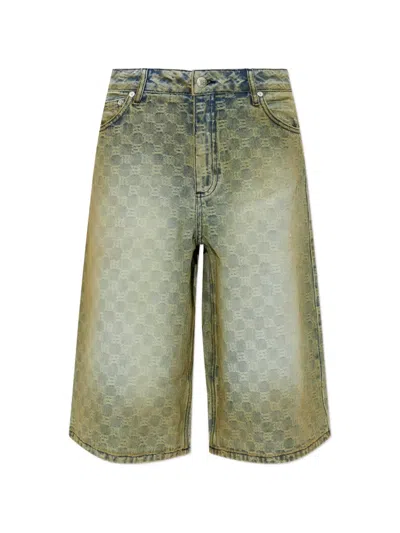 Misbhv Patterned Denim Shorts In Green