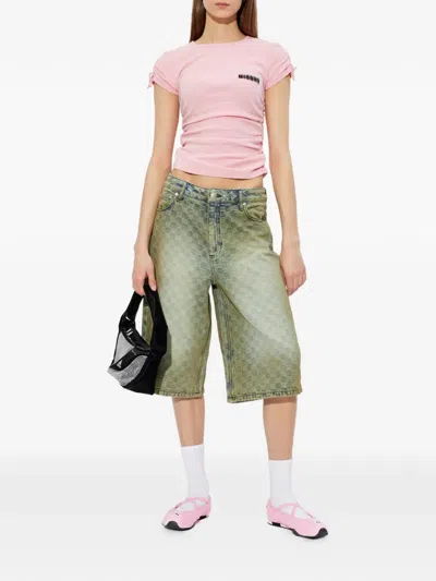 Misbhv Patterned Denim Shorts In Green