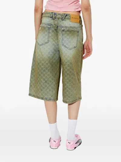 Misbhv Patterned Denim Shorts In Green