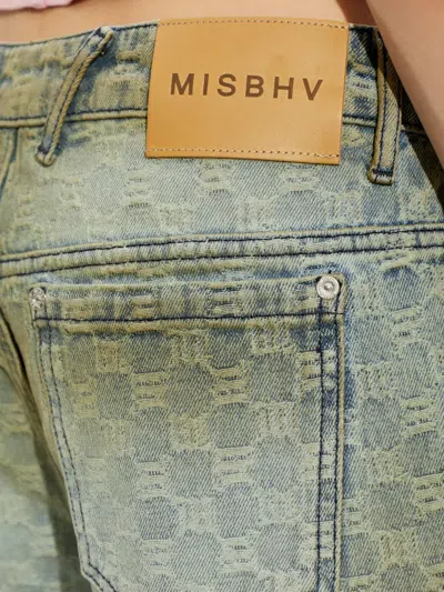 Misbhv Patterned Denim Shorts In Green