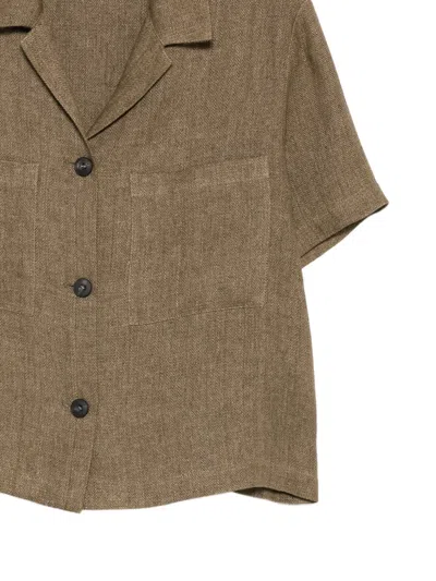 Antonelli 안나 헤링본 패턴 블라우스 In Brown