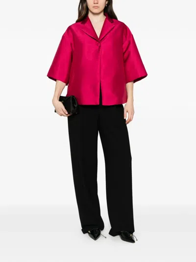 Nina 14.7 Shantung Jacket In Red