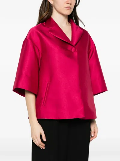Nina 14.7 Shantung Jacket In Red