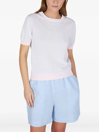 Paul & Shark Fresco Cotton Sweater With Striped Pattern In White