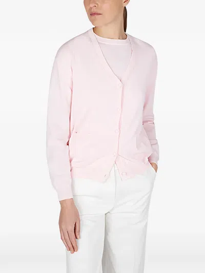 Paul & Shark V-neck Patch-pocket Cardigan In Pink