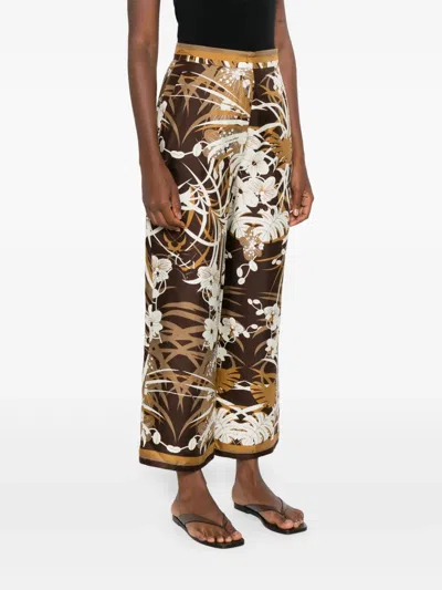 Max Mara Silk Trousers In Brown