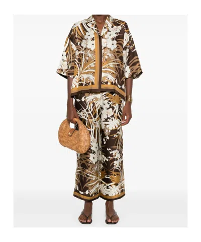 Max Mara Silk Trousers In Brown