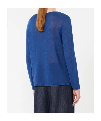 Max Mara Linen Yarn Basic Sweater In Blue