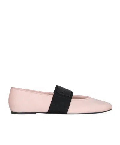 Givenchy Logo-patch Elasticated-strap Ballet Flats In Pink