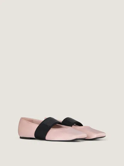 Givenchy Logo-patch Elasticated-strap Ballet Flats In Pink