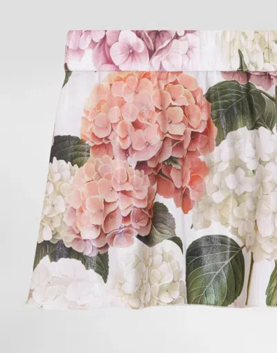Dolce & Gabbana Hydrangea-print Short Skirt In Multi