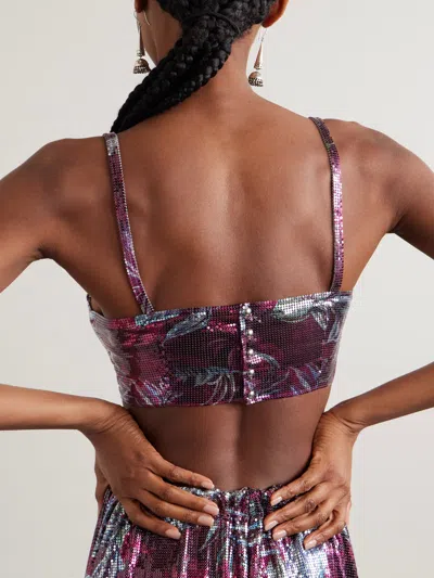 Rabanne Cropped Printed Chainmail Top In Multi