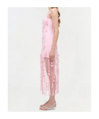 Simkhai Juliana Embellished Fringed Linen-blend Midi Dress In Pink