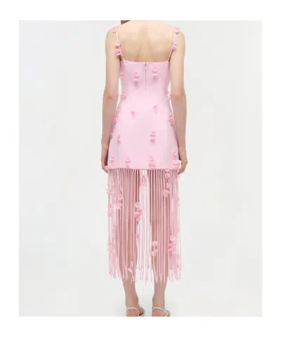 Simkhai Juliana Embellished Fringed Linen-blend Midi Dress In Pink