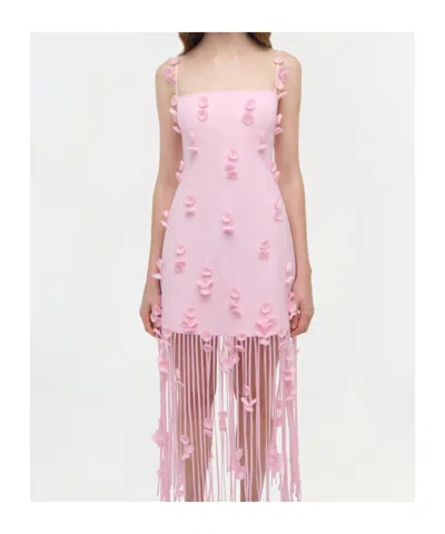 Simkhai Juliana Embellished Fringed Linen-blend Midi Dress In Pink
